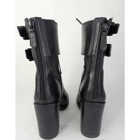 Tory Burch Broome Black Leather Lace-Up Combat Moto Boots Size 8.5M - Picture 7 of 13